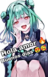 👋 947236b1 Hola amor Buenos días anime, kawaii, cute, greeting, spanish whatsapp sticker