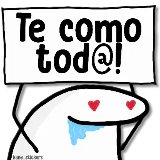 🤤 ac9f6f1e Te como tod@! flork, love, hearts, cartoon, funny whatsapp sticker