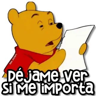 😑 d34e4b62 Winnie the Pooh Déjame ver si ME IMPORTA winnie, pooh, bear, reading, meh, disinterest whatsapp sticker