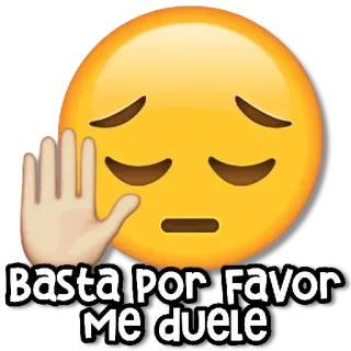 😔 e42afc21 Basta Por Favor Me Duele emoji, sad, hand, pleading, stop whatsapp sticker