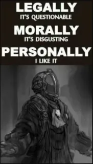 🤔 f4e238d0 LEGALLY
IT'S QUESTIONABLE
MORALLY
IT'S DISGUSTING
PERSONALLY
I LIKE IT questionável, nojento, moralmente, legalmente, pessoalmente whatsapp sticker