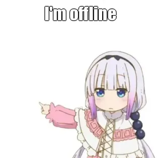 🤔 7878453a Kanna Kamui Miss Kobayashi's Dragon Maid I'm offline anime, offline, kanna, dragon, chibi whatsapp sticker