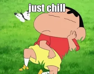 🤔 974183eb Shin-chan just chill anime, butterfly, relaxing, chill, cartoon whatsapp sticker
