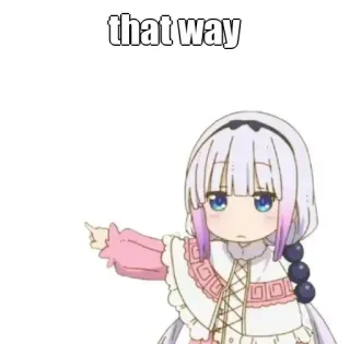 🤔 9c409051 Kanna Kamui Miss Kobayashi's Dragon Maid that way anime, pointing, kanna, dragon, cute whatsapp sticker