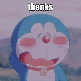 🤔 ff8b6356 Doraemon thanks anime, cartoon, cat, cute, thank you whatsapp sticker