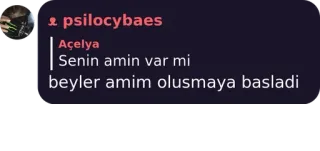🧘‍♀️ 90570a7f Açelya
Senin amin var mi
beyler amim olusmaya basladi telegram sticker