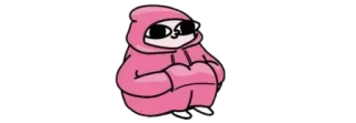 💧 d67b0c21 karakter, lucu, merah muda, hoodie, kacamata hitam telegram sticker