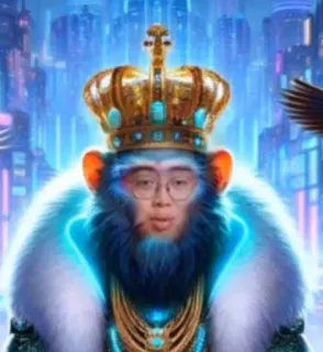 🤔 0dbf0b1b monkey, king, crown, digital art telegram sticker