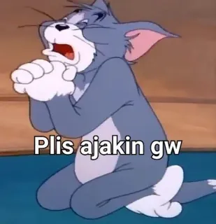 😭 377f265c Tom Cat Plis ajakin gw cartoon, cat, pleading, begging, desperate telegram sticker