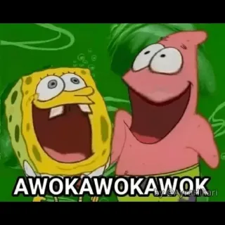 😀 b639d697 Spongebob Spongebob Squarepants AWOKAWOKAWOK spongebob, patrick, cartoon, laughing, meme telegram sticker