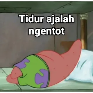 🤔 e602f81f Patrick Star Spongebob Squarepants Tidur ajalah ngentot cartoon, patrick, spongebob, sleep, bed telegram sticker