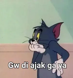 😭 eee25e7d Tom Cat Tom and Jerry Gw di ajak ga ya cartoon, cat, funny, meme, confused telegram sticker