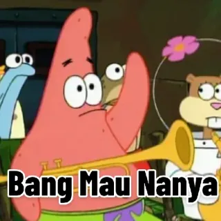 🤔 fa0eaef0 Patrick Star Spongebob Squarepants Bang Mau Nanya patrick, spongebob, cartoon, asking, instrument, band telegram sticker