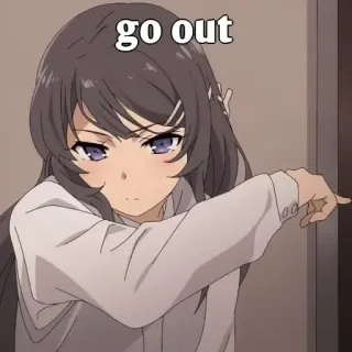 🤔 0f3d30fb go out Anime, Garota, Apontando, Mangá, Sério whatsapp sticker