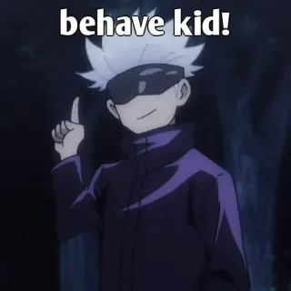🤔 6e54e2b4 Satoru Gojo Jujutsu Kaisen behave kid! anime, gojo, satoru, dedo, comportar-se, criança whatsapp sticker