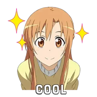 🔲 80b66042 COOL Anime, Garota, Legal, Brilhos, Feliz whatsapp sticker