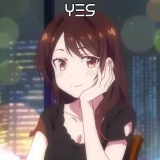 🤔 85c30d6a YES anime, garota, sorrindo, afirmativo whatsapp sticker