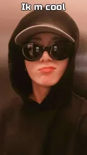 🙂 5af72317 Ik m cool person, sonnenbrille, hut, cool, hoodie telegram sticker