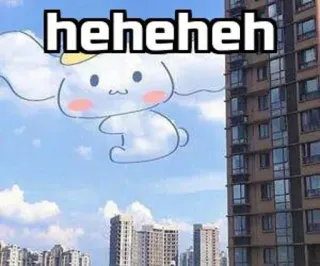 🙂 ae1d3d15 heheheh süß, Himmel, Wolken, Gebäude, Stadt, Cinnamoroll telegram sticker