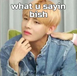 🙂 cb28166e what u sayin bish Meme, Lustig, Ausdruck, Genervt, Frage telegram sticker