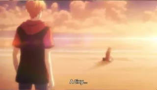 💖 a38aa325 A tiny... Anime, Plaża, Zachód słońca, Morze telegram sticker