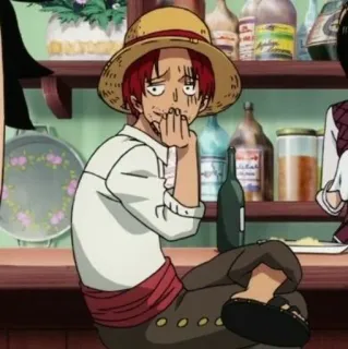 🌊 0ec38108 Shanks One Piece Anime, Pirat, rote Haare, Strohhut, Bar telegram sticker
