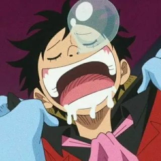 🌊 156b90ef Luffy One Piece Anime, Cartoon, Lustig, Blase, Zunge telegram sticker