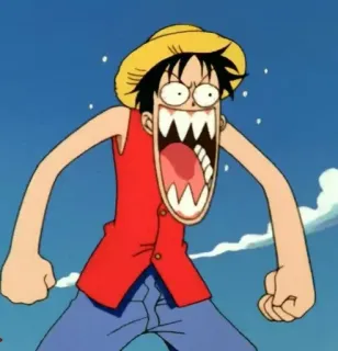 🌊 240b2577 Monkey D. Luffy One Piece Anime, Luffy, Affe, Strohhut, Cartoon, Lustig telegram sticker