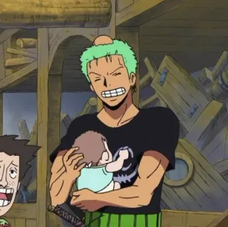 🌊 5235291b Zoro One Piece Anime, Baby, Schwert, Pirat, Grüne Haare telegram sticker