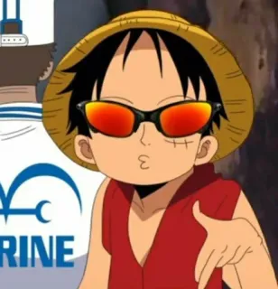 🌊 57a92ed6 Monkey D. Luffy One Piece Anime, Manga, Pirat, Strohhut, Sonnenbrille telegram sticker
