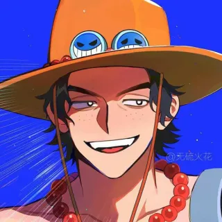 🌊 c65d8cee Portgas D. Ace One Piece Anime, Pirat, Feuer, Hut, Sommersprossen telegram sticker