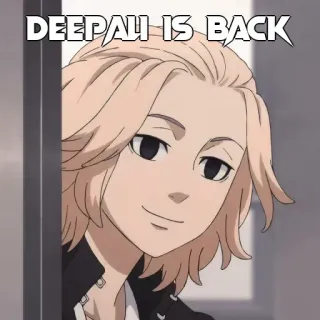 🤔 548acf87 DEEPALI IS BACK อนิเมะ, มังงะ, ภาพเหมือน, ยิ้ม, ตัวละคร telegram sticker