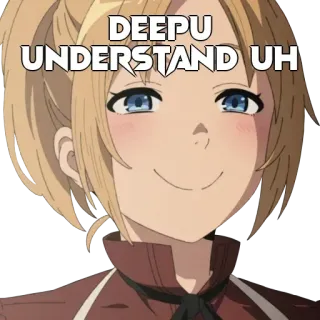 🤔 dfd8e46b DEEPU
UNDERSTAND UH อนิเมะ, ผู้หญิง, สีหน้า, ความเข้าใจ telegram sticker