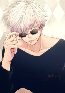 🙂 269582ed Satoru Gojo Jujutsu Kaisen anime, manga, gojo, satoru, kính râm, nhân vật telegram sticker