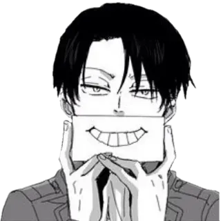 😁 66343fee Levi Ackerman Attack on Titan Anime, Manga, Senyum, Kapten, Serius telegram sticker