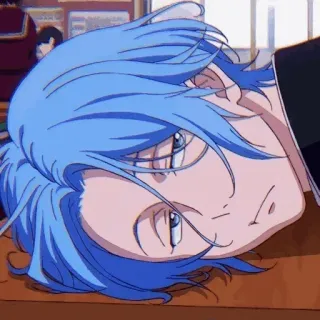 ➿ 9a0b4ca2 anime, rambut biru, berbaring, karakter, ilustrasi telegram sticker