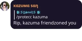 🕣 bcbf0837 Kazuma kazuma san

/protecc kazuma
Rip, kazuma friendzoned you Anime, Friendzone, Sedih, Teks, Karakter telegram sticker