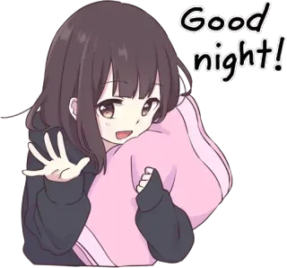 😴 53b98b57 Good night! アニメ, 女の子, 枕, おやすみ, 眠い, かわいい telegram sticker