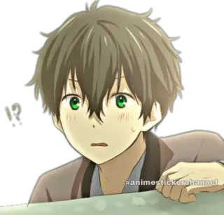😅 bd72ddbd アニメ, 男の子, 困惑, はてなマーク telegram sticker