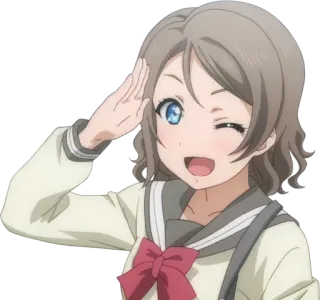 ⚓ cce452de アニメ, 女の子, 敬礼, ウインク, 制服 telegram sticker