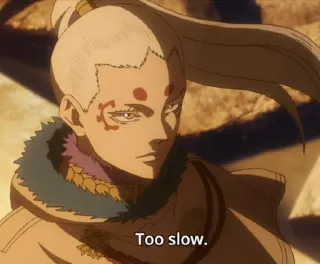 🥱 97fe6fad Too slow. anime, karakter, serius, terlalu lambat telegram sticker