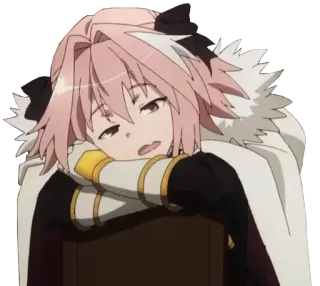 😪 1e1e829b Astolfo аниме, сонный, милый, розовые волосы, манга whatsapp sticker