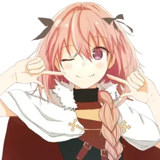 🥰 a07fdc65 Astolfo Fate/Apocrypha Аниме, Манга, Милый, Парень, Трап, Подмигивание, Розовые волосы whatsapp sticker