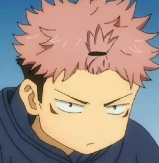 🥰 3d0d4f7c Yuji Itadori Jujutsu Kaisen anime, manga, boy, pink hair, serious whatsapp sticker