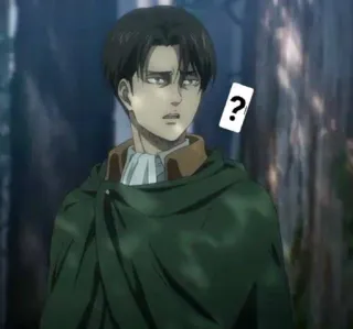 🤔 f99ddf4a Levi Ackerman Attack on Titan anime, character, question, soldier, survey corps whatsapp sticker