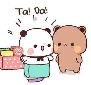 🎁 4141ed1e Ta! Da! słodkie, panda, miś, lizak, kreskówka, święto telegram sticker