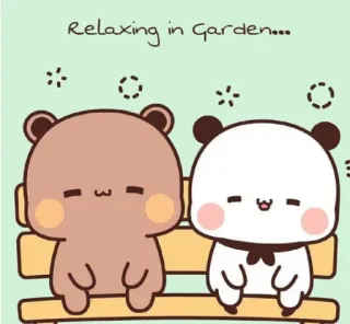 ❤️ 4fef3eec Relaxing in Garden... słodkie, niedźwiedzie, relaksujące, ogród, kreskówka, zwierzęta telegram sticker