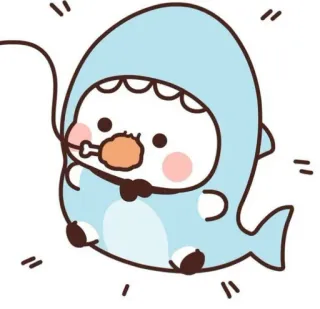 🎣 5d9d7195 zwierzę, słodki, kreskówka, rekin, kurczak telegram sticker