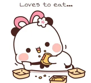 ❤️ 74b4a109 Loves to eat... słodki, jedzenie, panda, jedzenie, kreskówka telegram sticker
