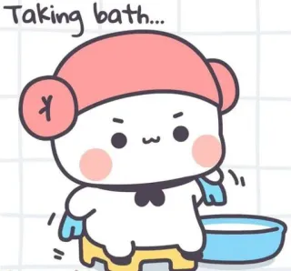 🛀 87867bdd Taking bath... kąpiel, kreskówka, słodki, łazienka, kąpanie się telegram sticker